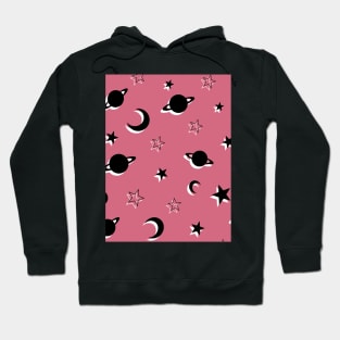 Moon, Stars and Saturn Space Design Hoodie